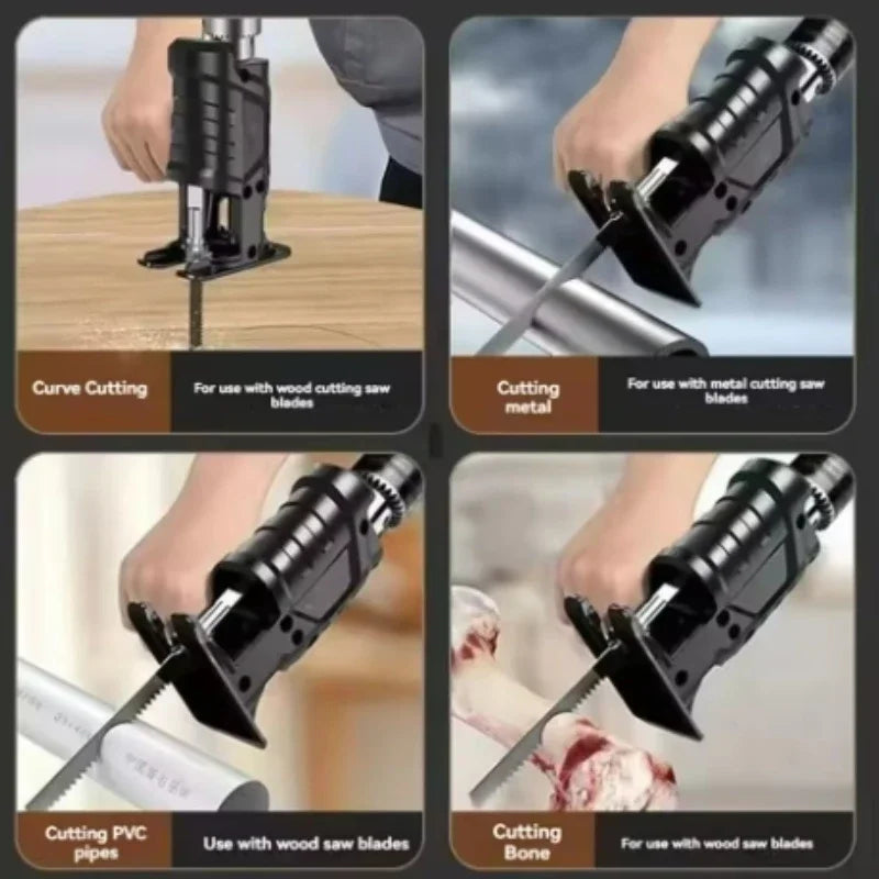 Reciprocating Saw Adapter Electric Drill To Electric Saw for Wood Metal Cutting Tool with Saw Blade for Wood Metal Cutting