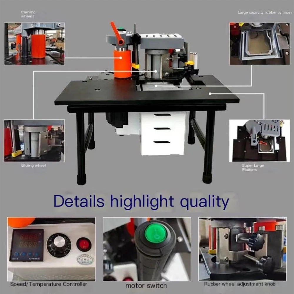 2026 Multifunctional Woodworking Portable Edge Bander Banding Machine 45 Degrees Tilting PVC Double Side Gluing