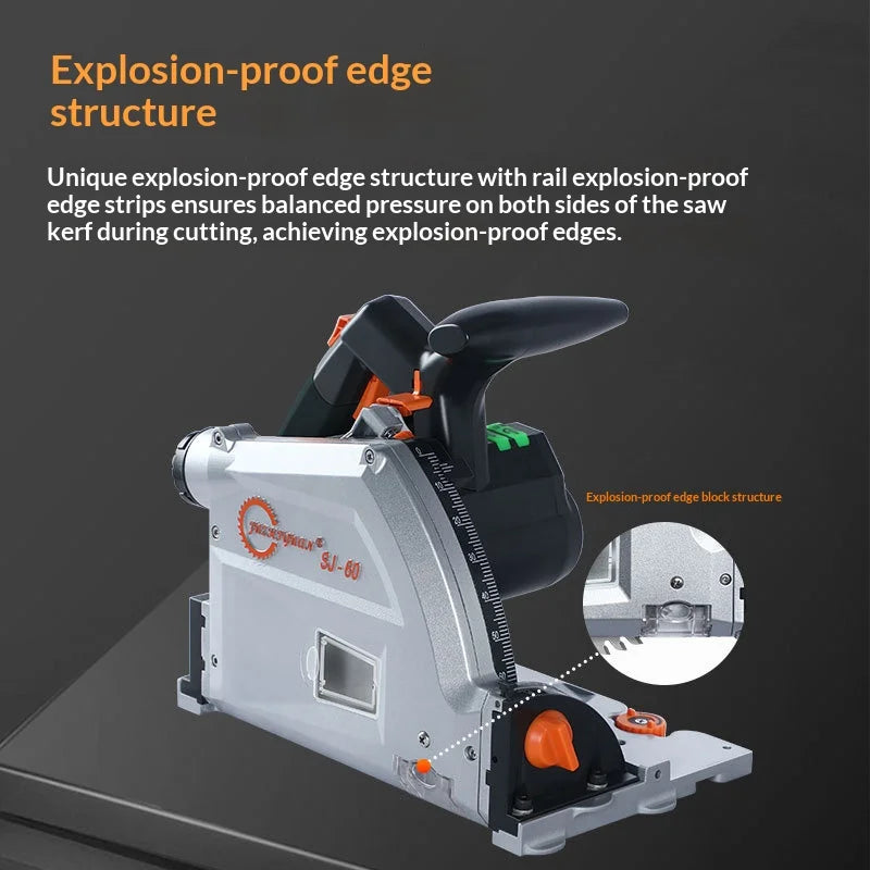 6750rpm Electric Hand Pusher Circular Saw, rail saw Adjustable Track Cutting Machine for Woodworking Aluminum PVC Building Work