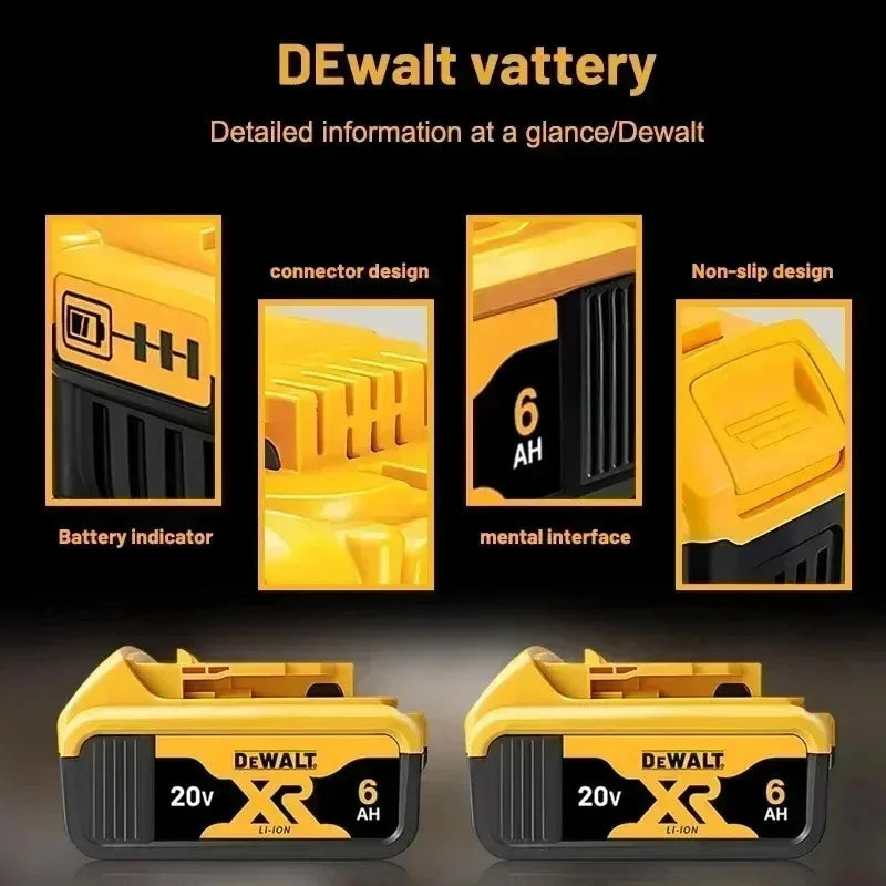 100% Original DeWALT 20V 6000mAh Power Tool Battery DCB206 DCB205 DCB200 DCF887 DCG405 DCD791 DCF922 DCF850 DCD805 Tool Battery