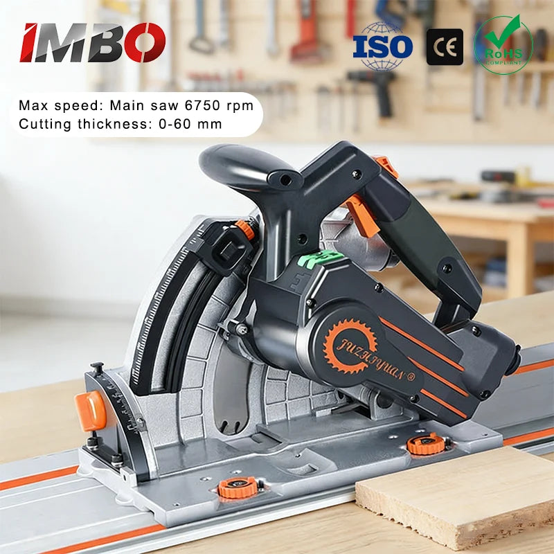 6750rpm Electric Hand Pusher Circular Saw, rail saw Adjustable Track Cutting Machine for Woodworking Aluminum PVC Building Work