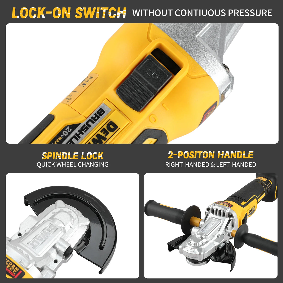 DEWALT DCG405FN/NT 18V 125MM Brushless Flat Head Angle Grinder 9000RPM E-Clutch Industrial Cutting Polishing Bare Tool
