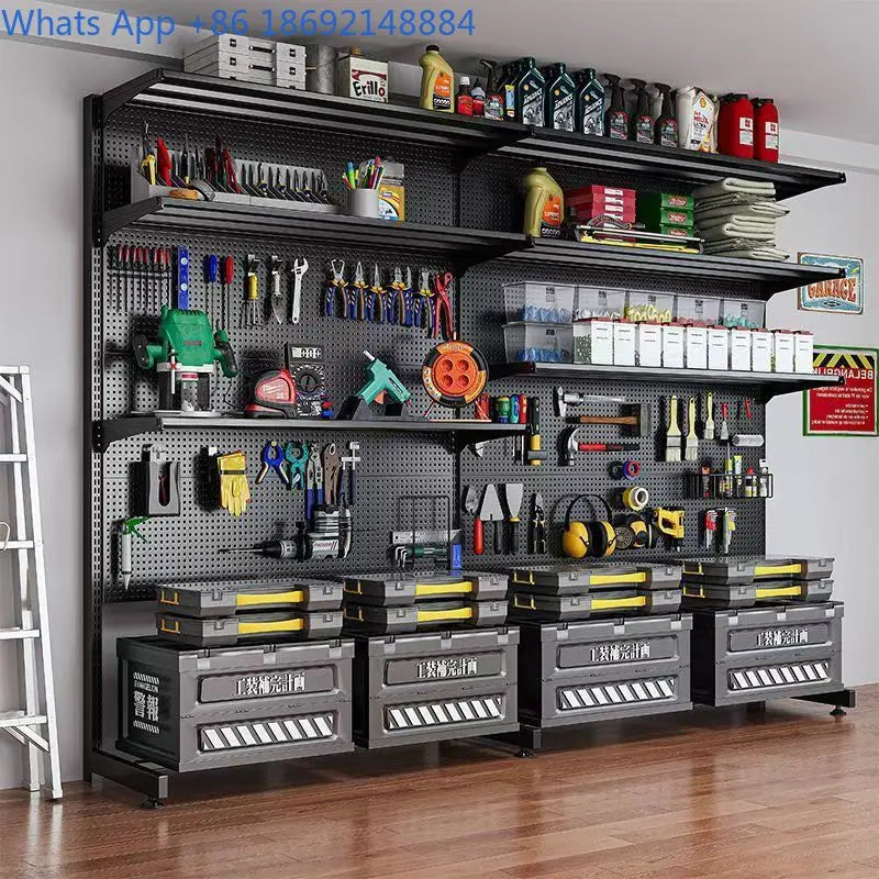 Perforated Board Storage Rack Floor-standing Vertical Hardware Tool Organizer Metal No-drill Household Bookshelf